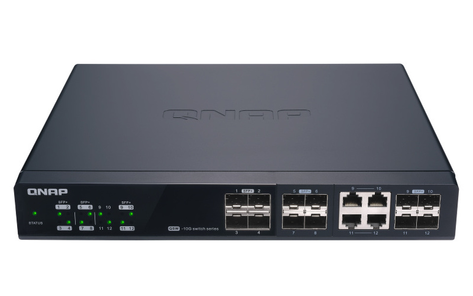 Zdjęcie produktu: Qnap QSW-M1204-4C 12-portowy przełącznik 8x 10GbE SFP+, 4x 10GbE SFP+/RJ45, 1 x 1GbE do zarządzania Zdjęcie produktu: Qnap QSW-M1204-4C 12-portowy przełącznik 8x 10GbE SFP+, 4x 10GbE SFP+/RJ45, 1 x 1GbE do zarządzania