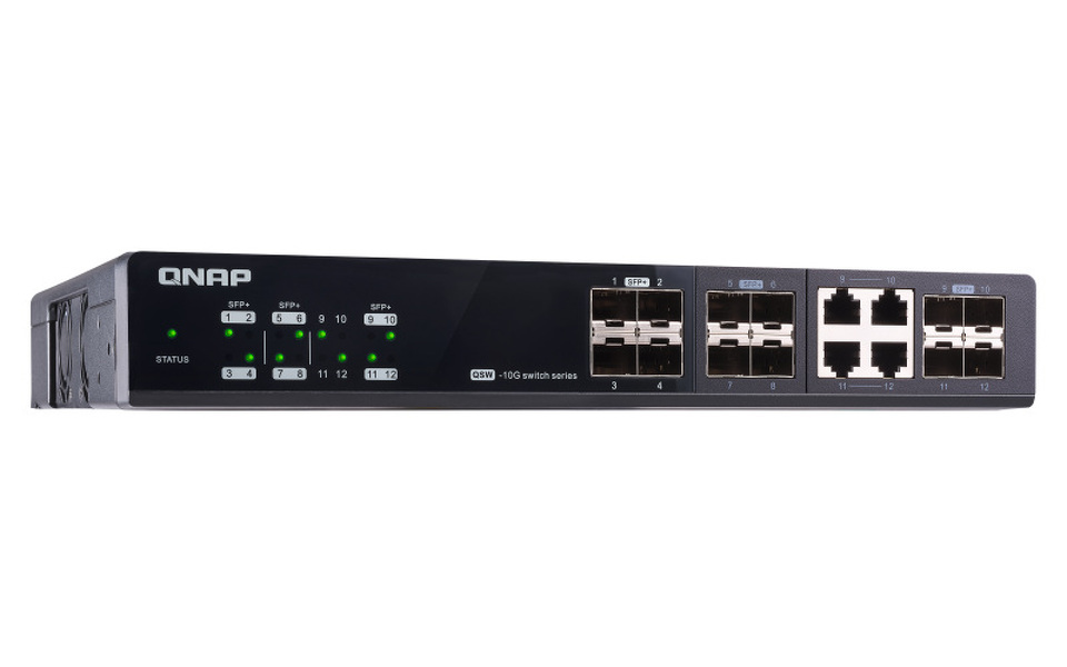 Zdjęcie produktu: Qnap QSW-M1204-4C 12-portowy przełącznik 8x 10GbE SFP+, 4x 10GbE SFP+/RJ45, 1 x 1GbE do zarządzania Zdjęcie produktu: Qnap QSW-M1204-4C 12-portowy przełącznik 8x 10GbE SFP+, 4x 10GbE SFP+/RJ45, 1 x 1GbE do zarządzania