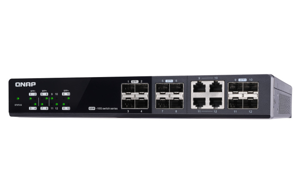 Zdjęcie produktu: Qnap QSW-M1204-4C 12-portowy przełącznik 8x 10GbE SFP+, 4x 10GbE SFP+/RJ45, 1 x 1GbE do zarządzania Zdjęcie produktu: Qnap QSW-M1204-4C 12-portowy przełącznik 8x 10GbE SFP+, 4x 10GbE SFP+/RJ45, 1 x 1GbE do zarządzania
