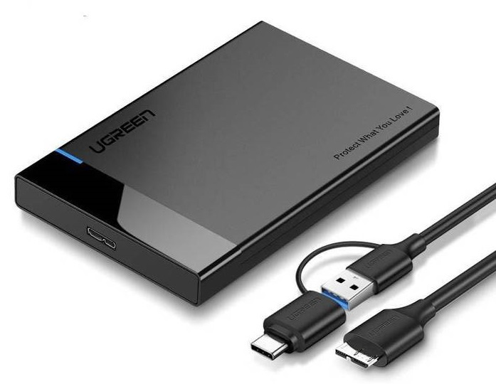 Obudowa zewnętrzna na dysk 2,5" HDD/SSD UGREEN US221, USB 3.1 + USB TYP-C (60734)