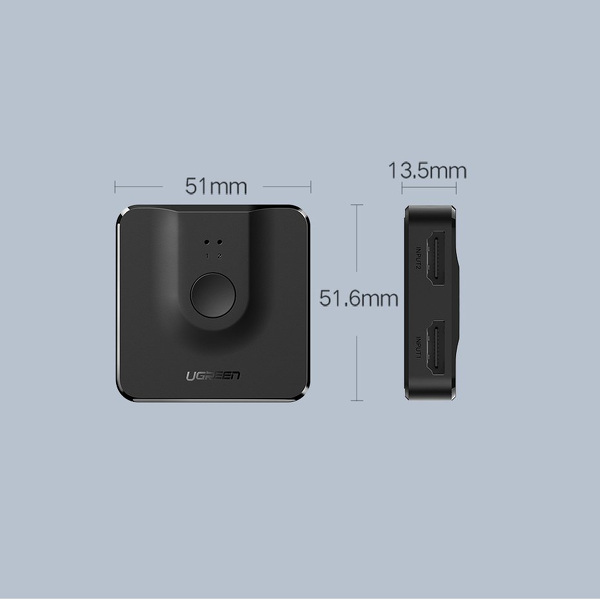 Zdjęcie produktu: Ugreen przełącznik rozdzielacz splitter switcher HDMI - 2x HDMI 1.4v CEC 3D HDCP1.4 4K 30Hz 10,2Gbps EDID czarny (50966)