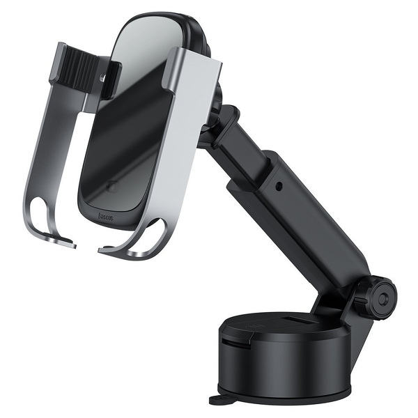 Zdjęcie produktu: Samochodowy uchwyt grawitacyjny do telefonu Baseus Rock-solid z ładowarką indukcyjną Qi 10W 5 w 1 - srebrny (WXHW01-B0S)