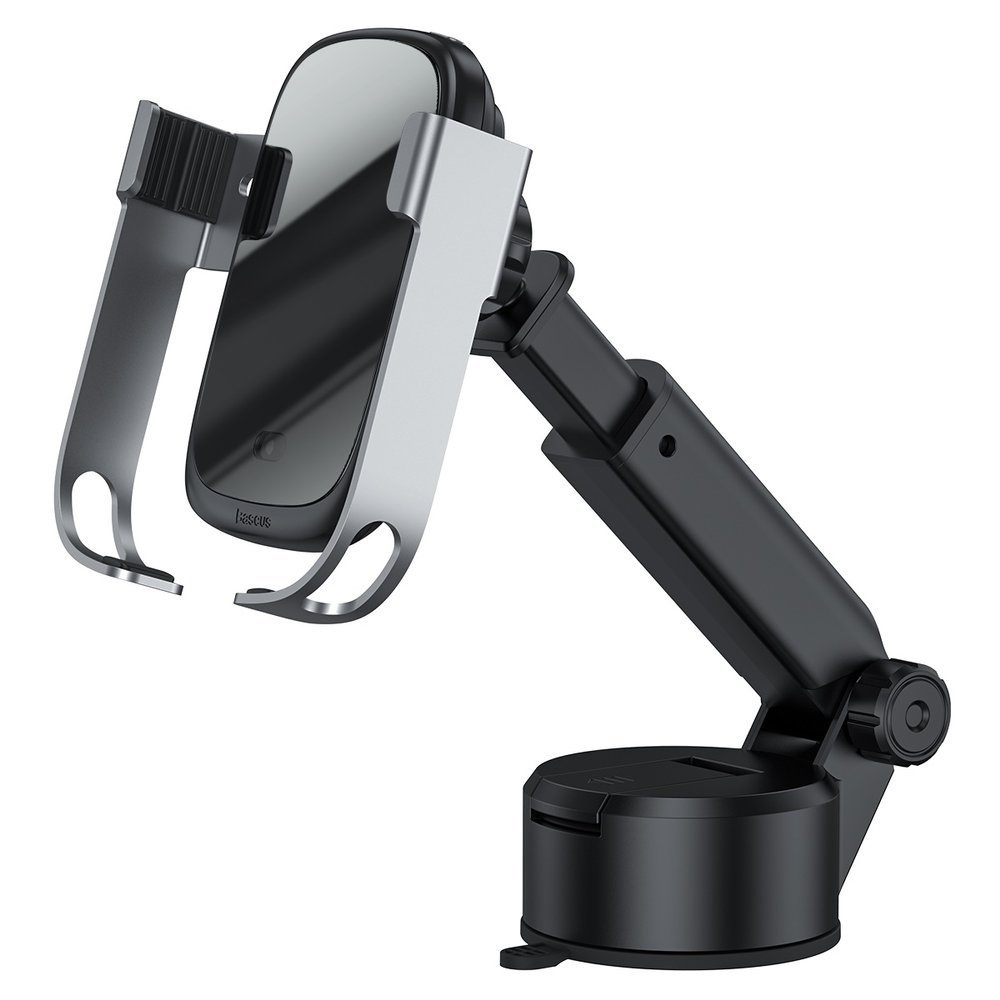 Samochodowy uchwyt grawitacyjny do telefonu Baseus Rock-solid z ładowarką indukcyjną Qi 10W 5 w 1 - srebrny (WXHW01-B0S)