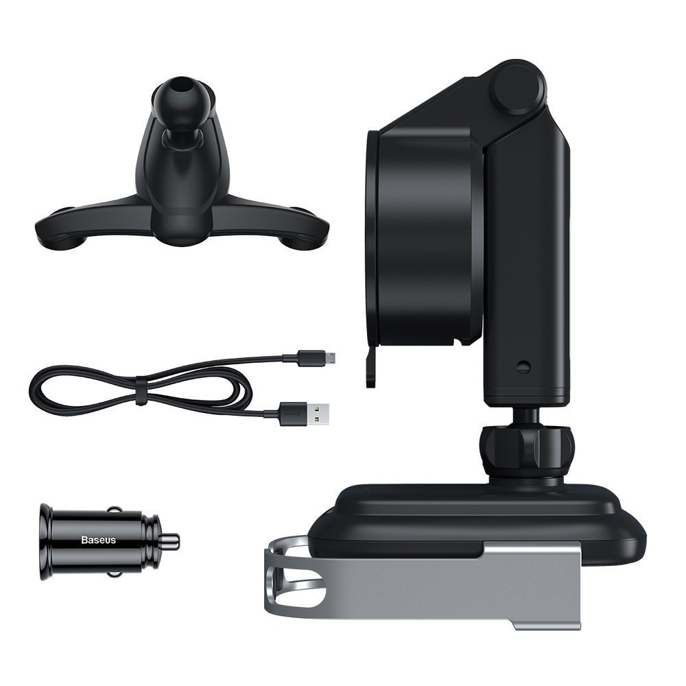 Samochodowy uchwyt grawitacyjny do telefonu Baseus Rock-solid z ładowarką indukcyjną Qi 10W 5 w 1 - srebrny (WXHW01-B0S)