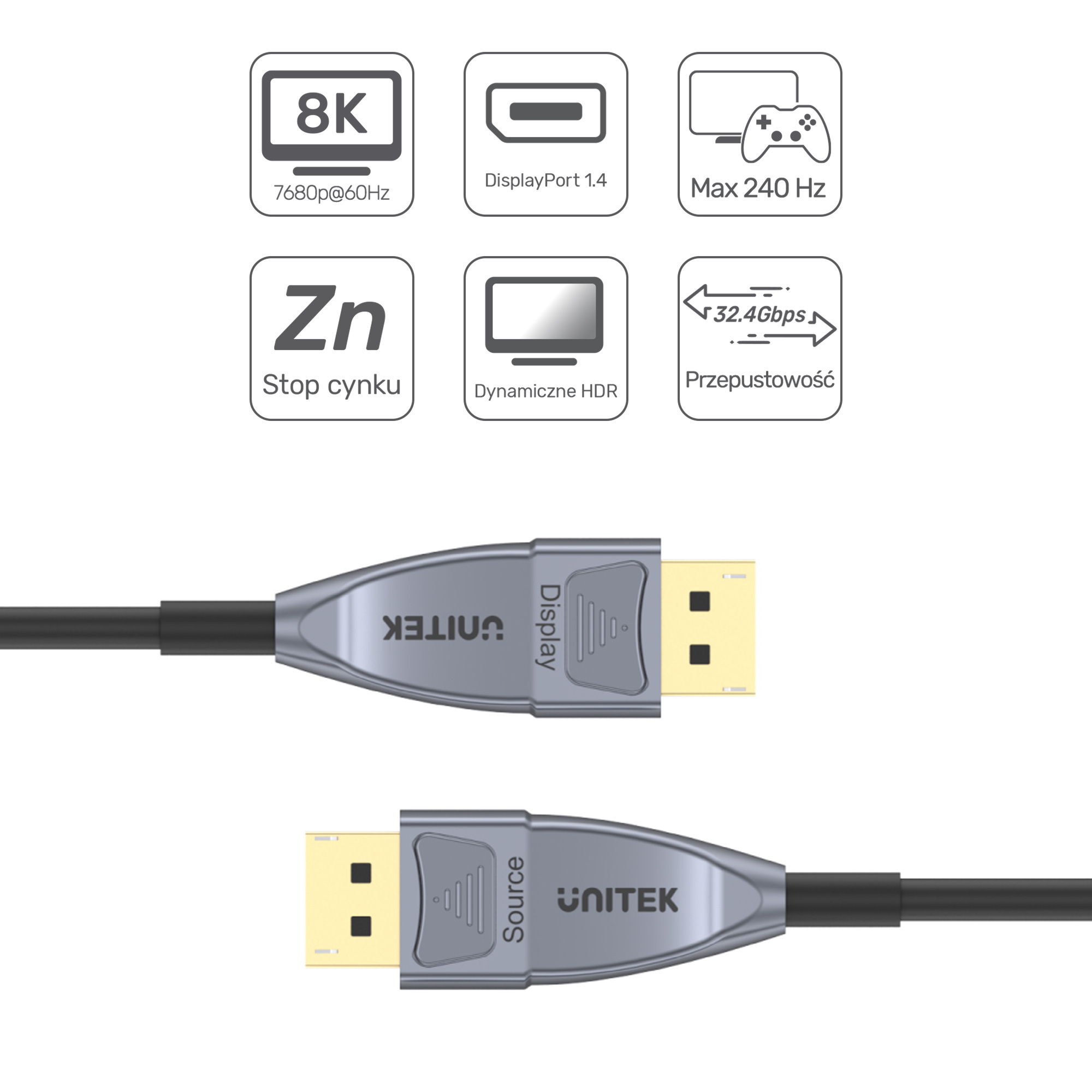 Unitek kabel optyk DisplayPort 5m (C1615GY)