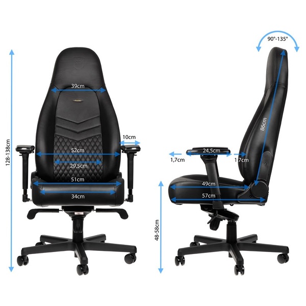 Zdjęcie produktu: Fotel noblechairs ICON, naturalna skóra, czarny, czarne obszycie, NBL-ICN-RL-BLA Zdjęcie produktu: Fotel noblechairs ICON, naturalna skóra, czarny, czarne obszycie, NBL-ICN-RL-BLA