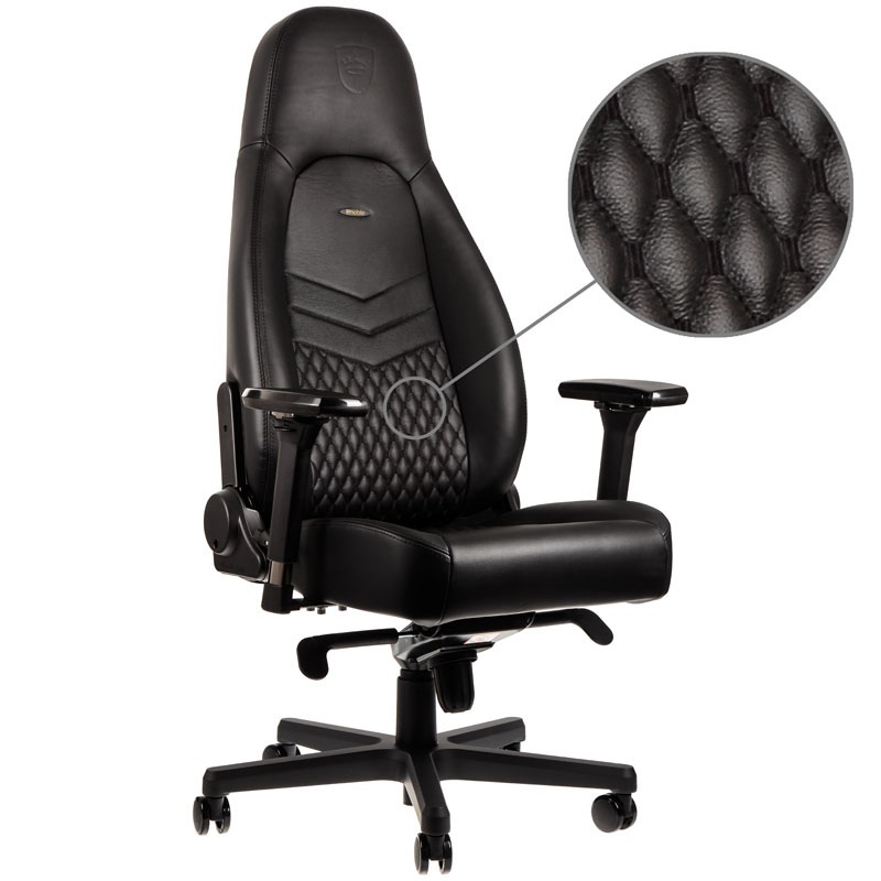 Fotel noblechairs ICON, naturalna skóra, czarny, czarne obszycie, NBL-ICN-RL-BLA Fotel noblechairs ICON, naturalna skóra, czarny, czarne obszycie, NBL-ICN-RL-BLA