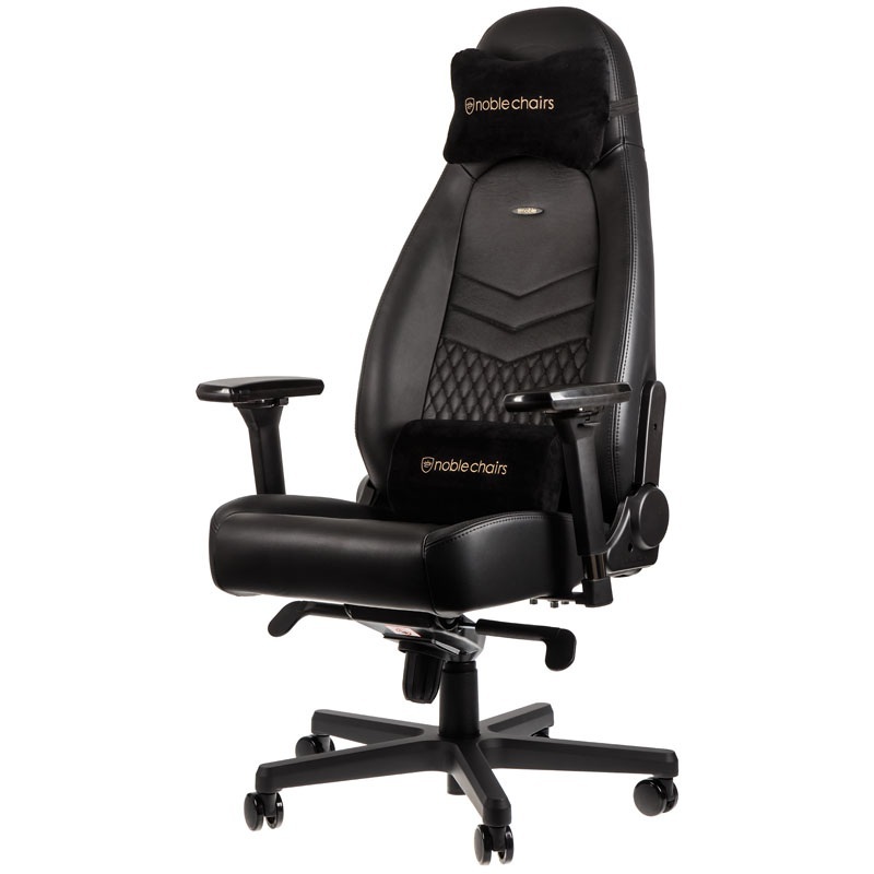Fotel noblechairs ICON, naturalna skóra, czarny, czarne obszycie, NBL-ICN-RL-BLA Fotel noblechairs ICON, naturalna skóra, czarny, czarne obszycie, NBL-ICN-RL-BLA