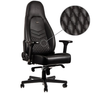 Miniatura produktu: Fotel noblechairs ICON, naturalna skóra, czarny, czarne obszycie, NBL-ICN-RL-BLA