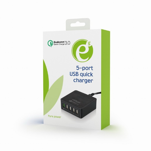 Zdjęcie produktu: Gembird ładowarka sieciowa Quick Charge USB 3.0 5 port 8A czarna
