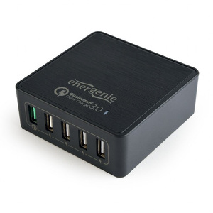 Miniatura produktu: Gembird ładowarka sieciowa Quick Charge USB 3.0 5 port 8A czarna