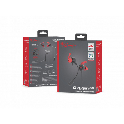 Słuchawki dokanałowe Genesis Oxygen 200 z mikrofonem Czarne Słuchawki dokanałowe Genesis Oxygen 200 z mikrofonem Czarne