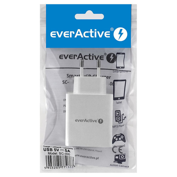 Zdjęcie produktu: Ładowarka sieciowa everActive 4xUSB 5A (SC-400)