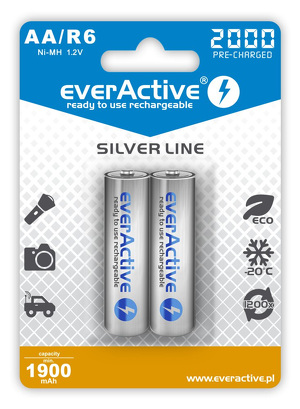 Miniatura produktu: everActive R6/AA 2000mAh Silver line - opak. 2 akumulatorki - blister (EVHRL6-2000)