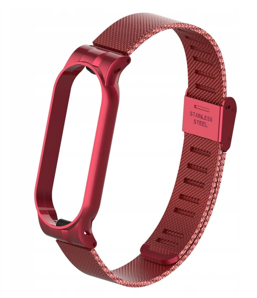 Stalowa bransoletka, opaska do Xiaomi Mi Band 5 / 6 czerwona