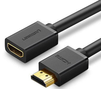 Miniatura produktu: Kabel przedłużacz HDMI męski do HDMI żeński UGREEN HD107, FullHD, 3D, 2m (czarny) (10142)