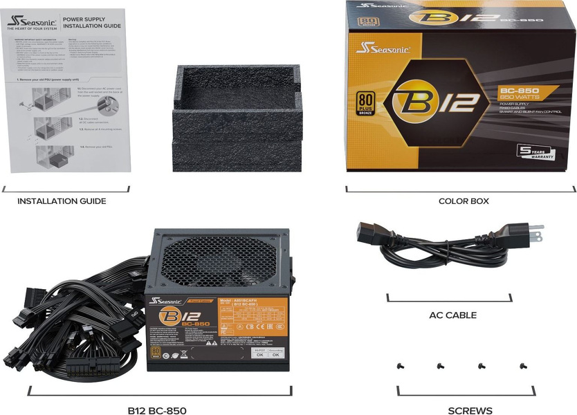 Zdjęcie produktu: Zasilacz Seasonic B12-BC-850 80Plus Bronze 850W