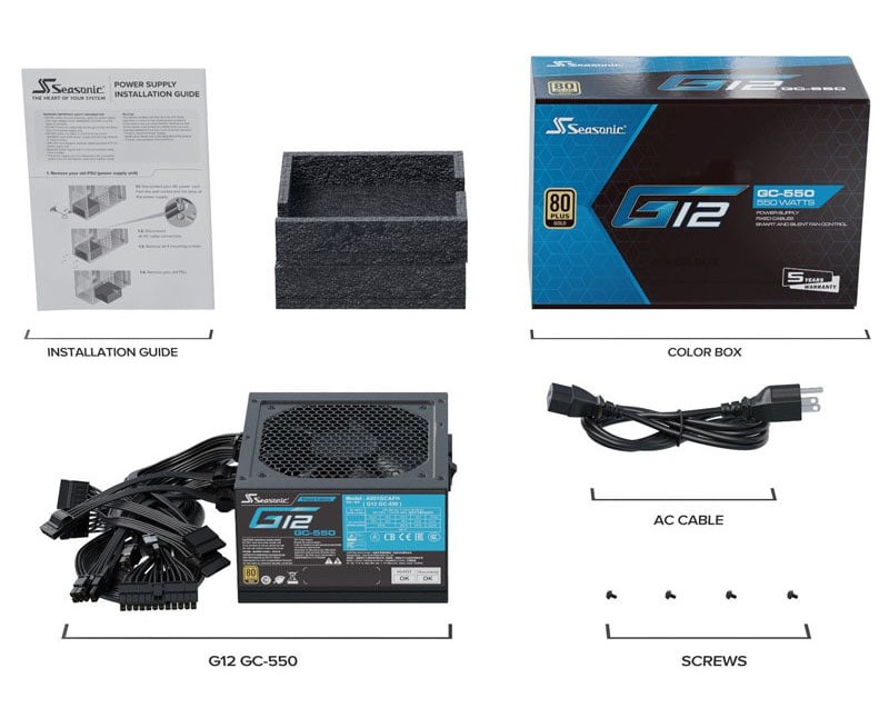 Zasilacz Seasonic G12-GC-550 80Plus Gold 550W Zasilacz Seasonic G12-GC-550 80Plus Gold 550W