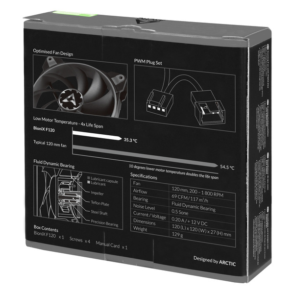 Zdjęcie produktu: Wentylator Arctic BioniX F120 PWM PST Czarno-Szary 120mm Zdjęcie produktu: Wentylator Arctic BioniX F120 PWM PST Czarno-Szary 120mm