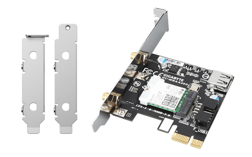 Zdjęcie produktu: Qnap QXP-W6-AX200 WiFi 6 (Intel AX200) PCIe wireless card w/ antenna & brackets for NAS; Giga-byte GC-WBAX200 QNAP Edition