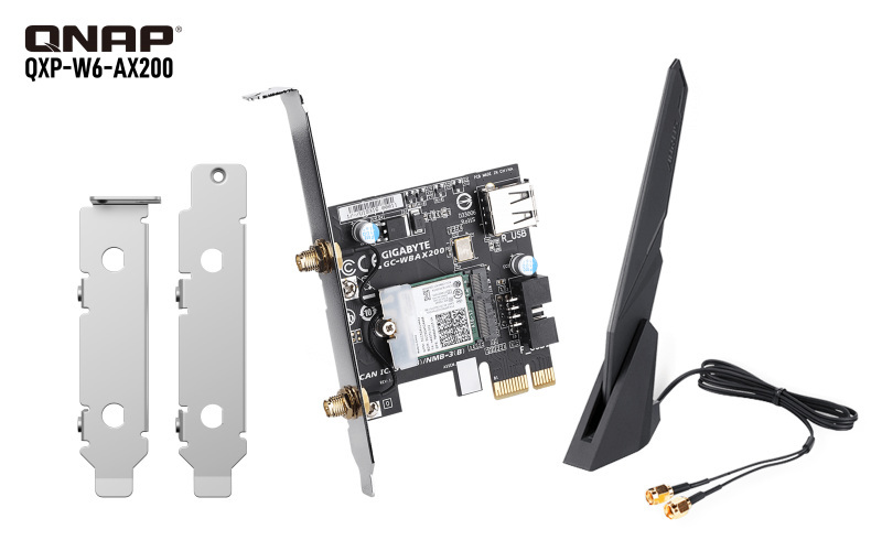 Qnap QXP-W6-AX200 WiFi 6 (Intel AX200) PCIe wireless card w/ antenna & brackets for NAS; Giga-byte GC-WBAX200 QNAP Edition