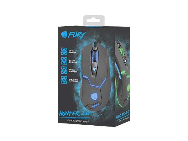 Mysz przewodowa Fury Hunter 2.0 RGB, gamingowa z oprogramowaniem