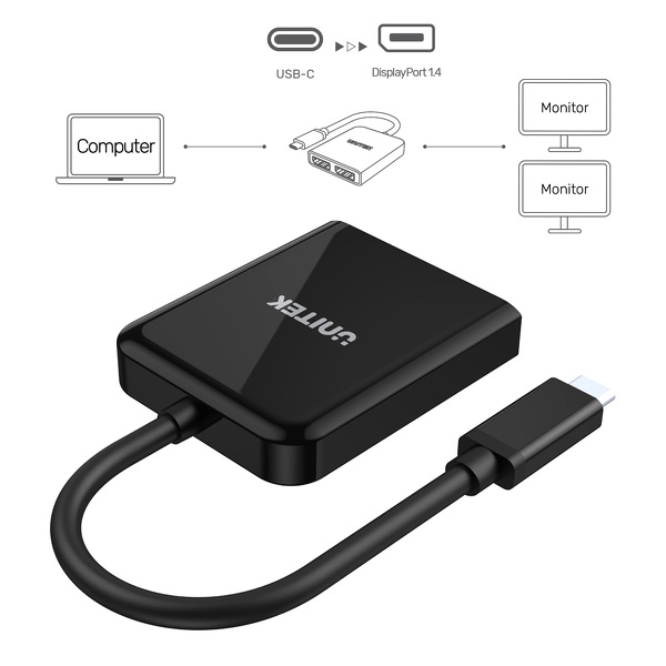 Zdjęcie produktu: Unitek Adapter USB TYP-C - 2xDisplayPort 1.4 8K 60Hz (V1407A) Zdjęcie produktu: Unitek Adapter USB TYP-C - 2xDisplayPort 1.4 8K 60Hz (V1407A)