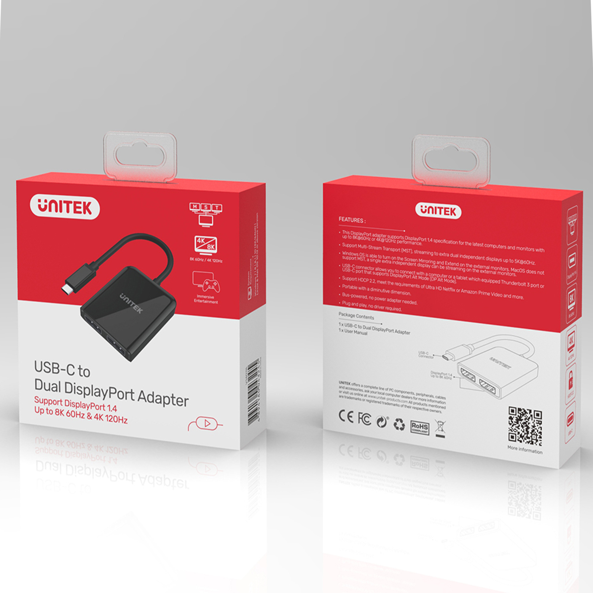 Unitek Adapter USB TYP-C - 2xDisplayPort 1.4 8K 60Hz (V1407A) Unitek Adapter USB TYP-C - 2xDisplayPort 1.4 8K 60Hz (V1407A)