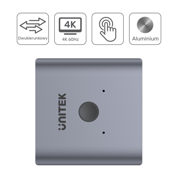 Zdjęcie produktu: Unitek przełącznik HDMI 2.0 (V1127A) 2 na 1 Zdjęcie produktu: Unitek przełącznik HDMI 2.0 (V1127A) 2 na 1