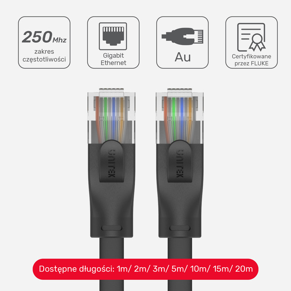 Zdjęcie produktu: Patch Cable CAT.6 czarny Unitek 20m płaski (C1815GBK)