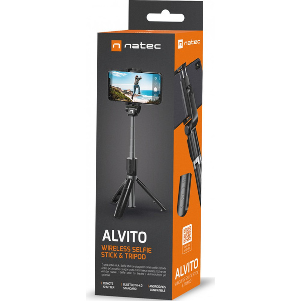 Zdjęcie produktu: Selfie Stick Tripod Bezprzewodowy Natec Alvito BT 4.0 Czarny Zdjęcie produktu: Selfie Stick Tripod Bezprzewodowy Natec Alvito BT 4.0 Czarny