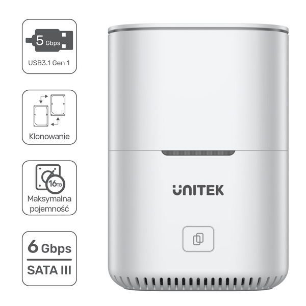 Zdjęcie produktu: Stacja dokująca na dysk 2 x 2,5" HDD/SSD Unitek USB TYP-C 3.0 24/7 (S1105A)