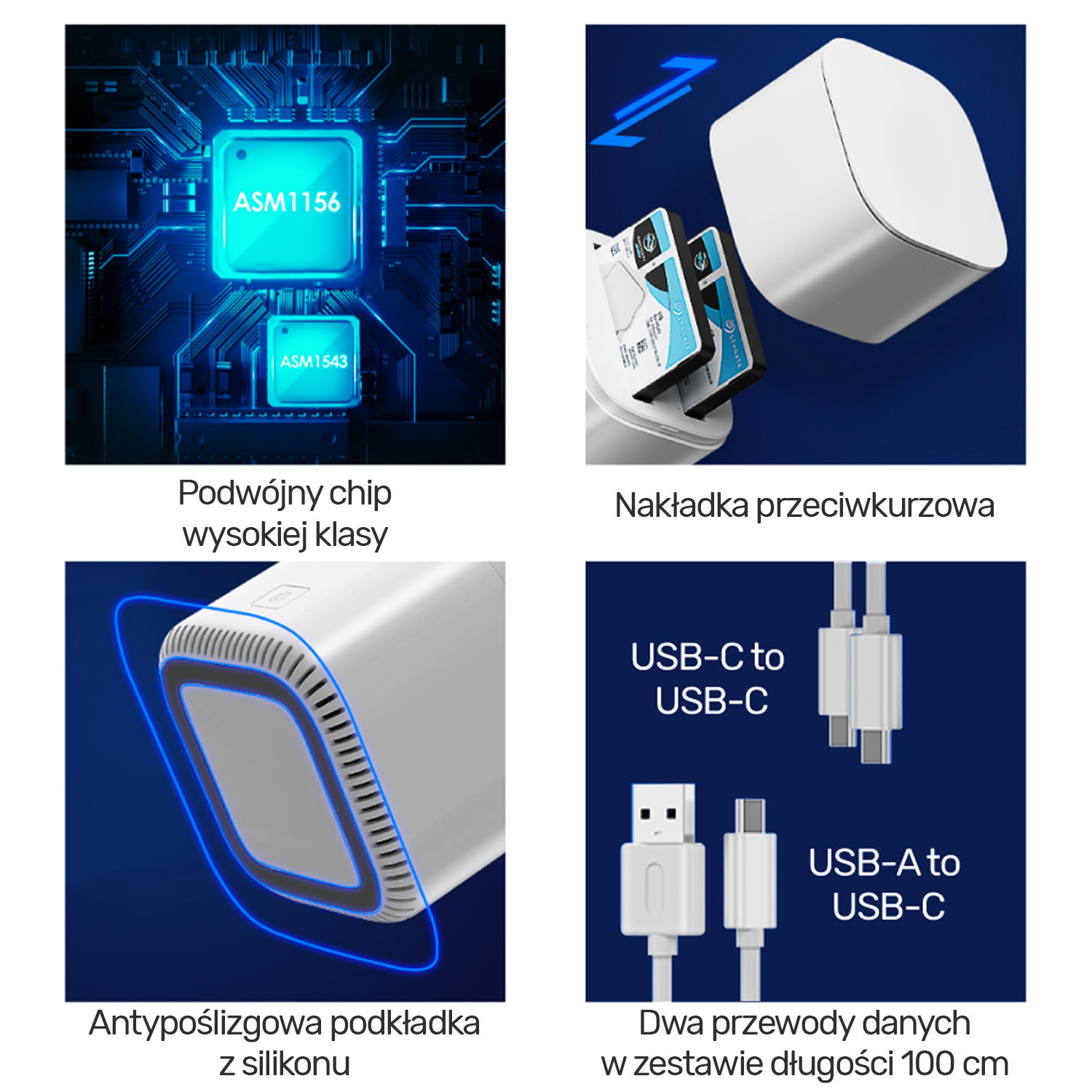 Stacja dokująca na dysk 2 x 2,5" HDD/SSD Unitek USB TYP-C 3.0 24/7 (S1105A)