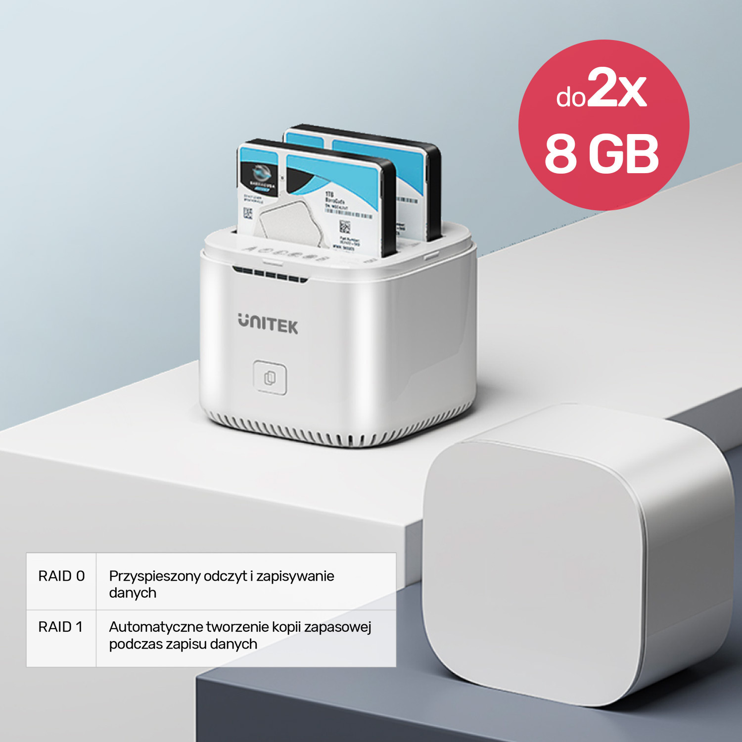Stacja dokująca na dysk 2 x 2,5" HDD/SSD Unitek USB TYP-C 3.0 24/7 (S1105A)