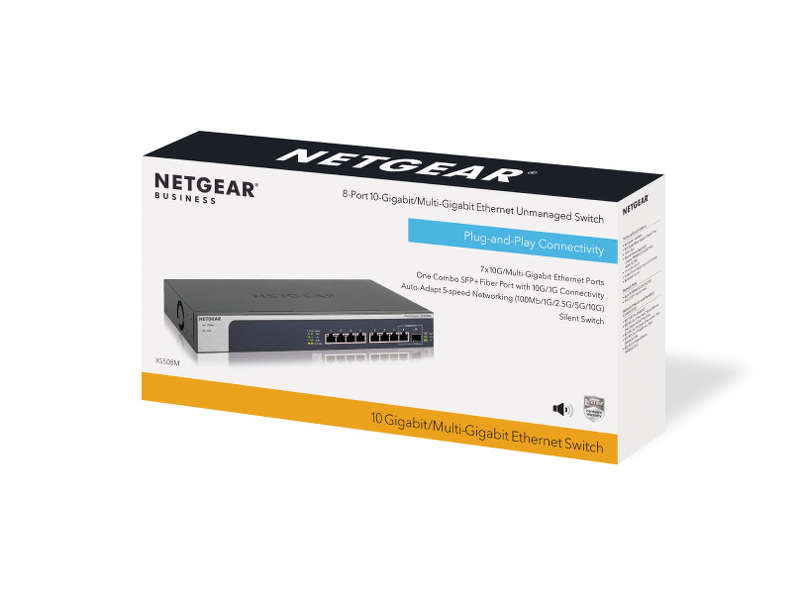 Zdjęcie produktu: NETGEAR XS508M-100EUS 8-port 10-Gigabit/Multi-Gigabit Ethernet Unmanaged Switch with 1 SFP+ ports, Desktop and Rackmount