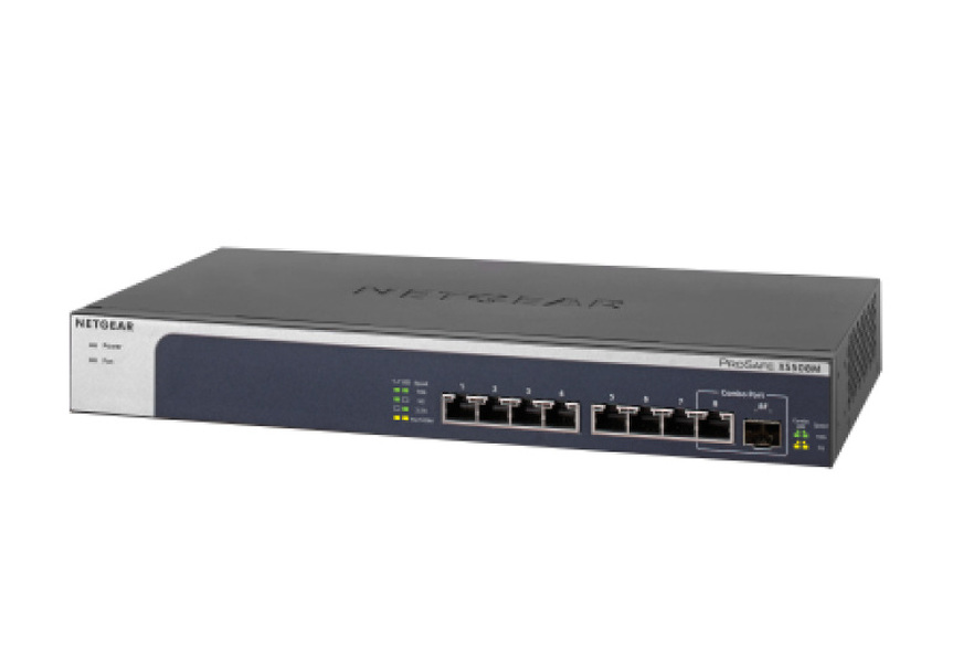 Zdjęcie produktu: NETGEAR XS508M-100EUS 8-port 10-Gigabit/Multi-Gigabit Ethernet Unmanaged Switch with 1 SFP+ ports, Desktop and Rackmount