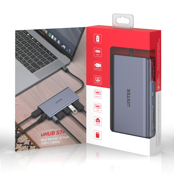 Zdjęcie produktu: Unitek HUB USB TYP-C 2 x USB 3.1 HDMI DP RJ45 czytnikSD (D1056A)