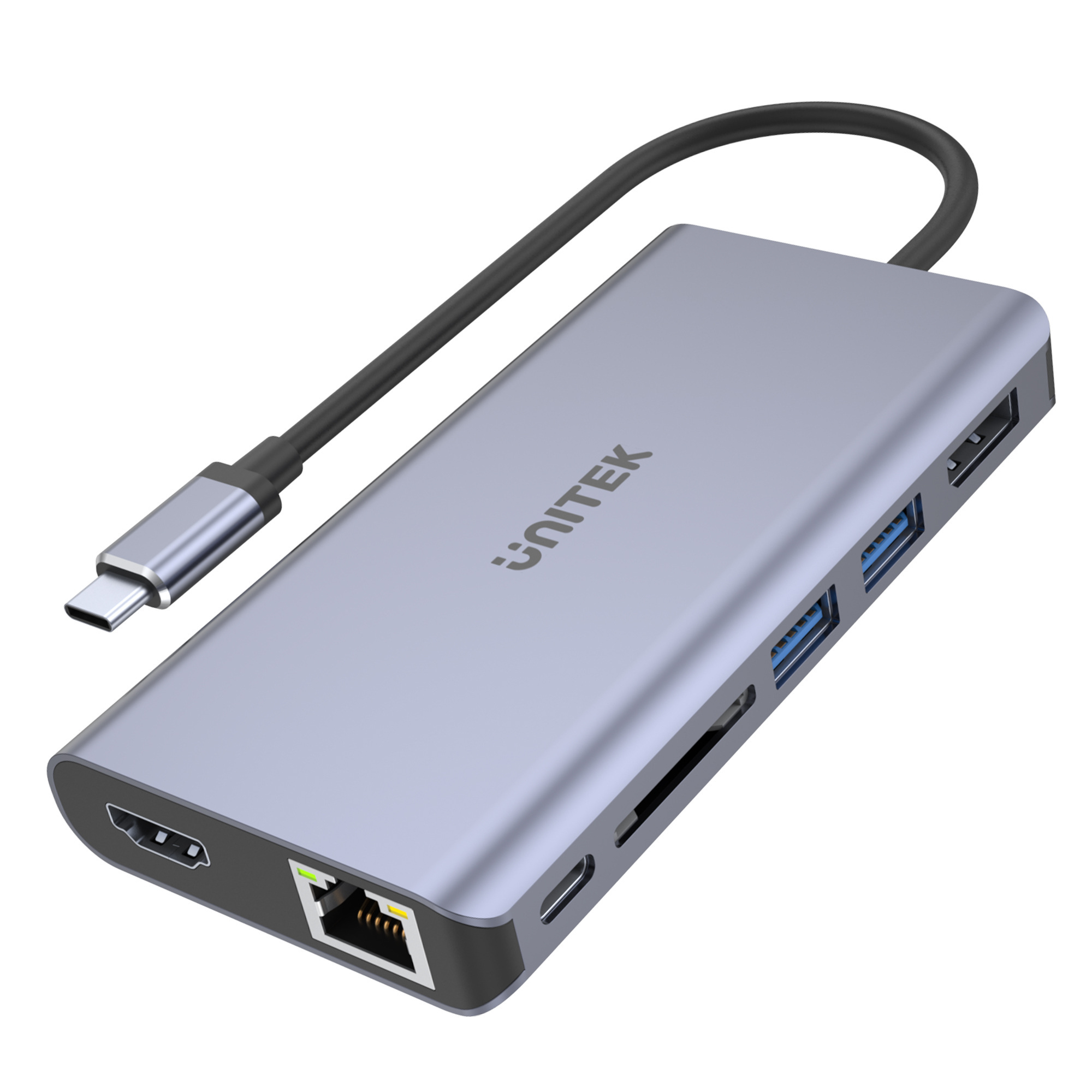 Unitek HUB USB TYP-C 2 x USB 3.1 HDMI DP RJ45 czytnikSD (D1056A)