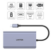 Miniatura zdjęcia: Unitek HUB USB TYP-C 2 x USB 3.1 HDMI DP RJ45 czytnikSD (D1056A)