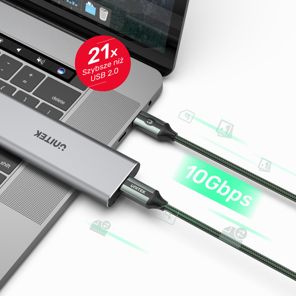 Zdjęcie produktu: Unitek Przewód USB Typ-C do USB Typ-C 10Gbps 4K 60Hz 20V/5A oplot (C14079GN) Zdjęcie produktu: Unitek Przewód USB Typ-C do USB Typ-C 10Gbps 4K 60Hz 20V/5A oplot (C14079GN)