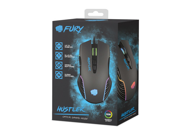 Mysz Fury Hustler, gamingowa z oprogramowaniem, podświetlenie RGB
