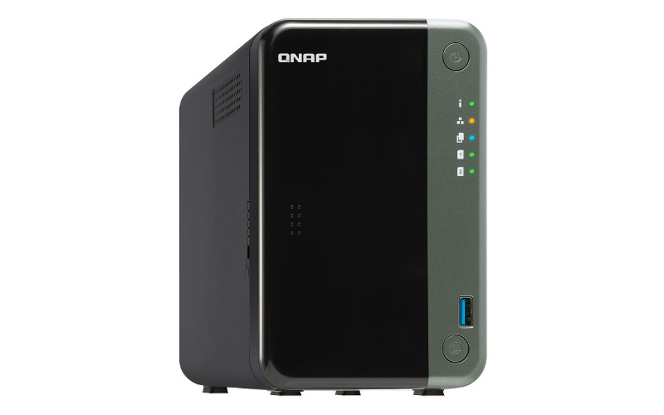 Zdjęcie produktu: Serwer plików QNAP TS-253D-4G rozbudowany do 16G 2-bay, Celeron J4125 quad-core 2.0 GHz (burst up to 2.7 GHz), 16G RAM DDR4, 2x 2,5 GbE LAN, 2xUSB 2.0, 2xUSB 3.2, 1xHDMI, 1x PCIe Gen 2x2