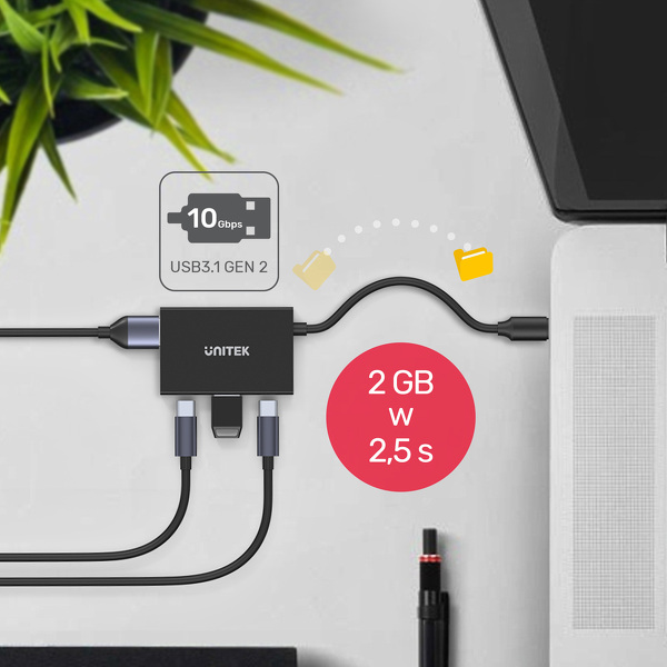 Zdjęcie produktu: Unitek HUB USB TYP-C 10Gbps 2x USB-A H1302A