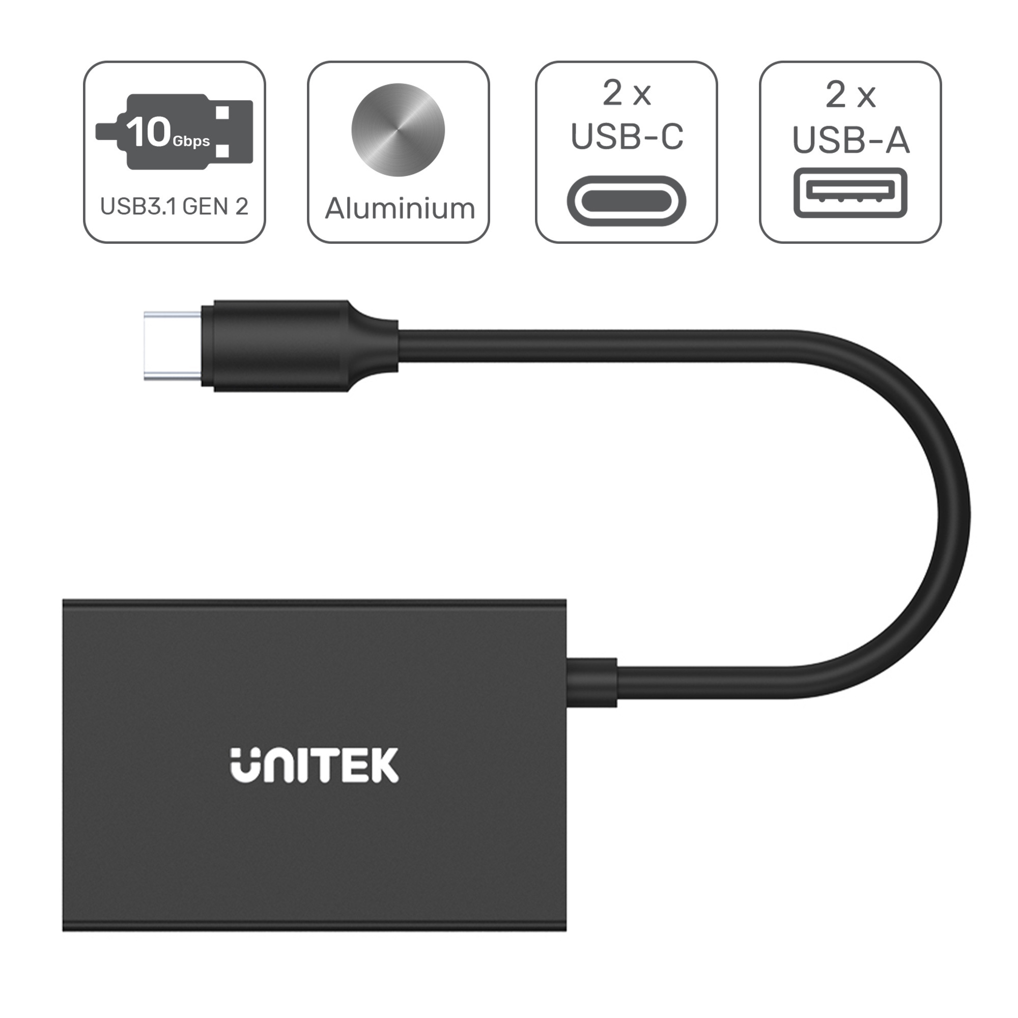 Unitek HUB USB TYP-C 10Gbps 2x USB-A H1302A
