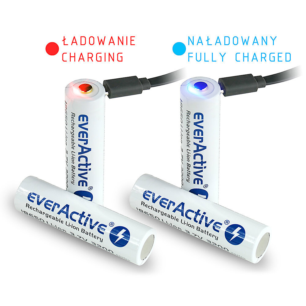Akumulator everActive 18650 3,7V Li-ion 3200mAh micro USB z zabezpieczeniem BOX