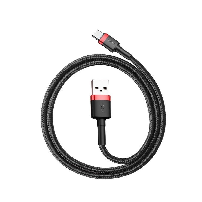 Kabel przewód USB Typ-C 300cm Baseus Cafule Quick Charge 2A z obsługą szybkiego ładowania - czarno-czerwony (CATKLF-U91)
