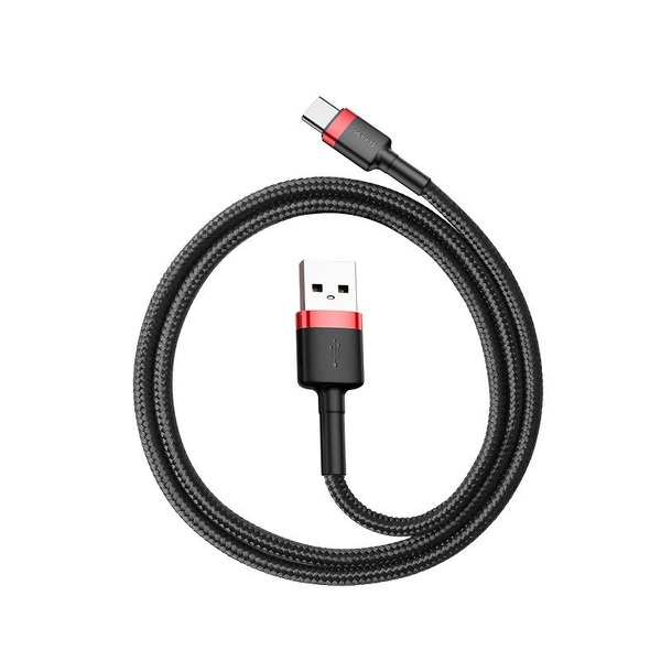 Zdjęcie produktu: Kabel przewód USB Typ-C 300cm Baseus Cafule Quick Charge 2A z obsługą szybkiego ładowania - czarno-czerwony (CATKLF-U91)