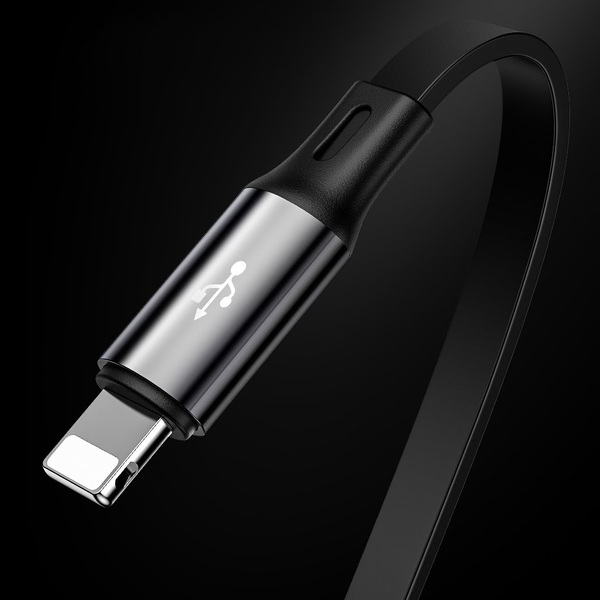 Zdjęcie produktu: Kabel przewód USB - Baseus Golden Loop rozwijany kabel 3w1 USB - micro USB / Lightning / USB TYP-C 3.5A 35cm - 120cm czarny (CAMLT-JH01)
