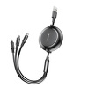 Miniatura zdjęcia: Kabel przewód USB - Baseus Golden Loop rozwijany kabel 3w1 USB - micro USB / Lightning / USB TYP-C 3.5A 35cm - 120cm czarny (CAMLT-JH01)