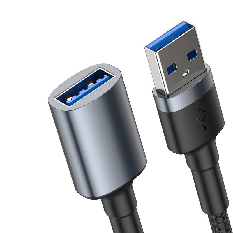 Kabel przewód USB - Baseus Cafule wytrzymały nylonowy kabel przewód przedłużacz USB 3.0 (męski) / USB 3.0 (żeński) 2 A 1 m szary (CADKLF-B0G)